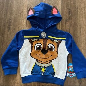 NWT! Nickelodeon Paw Patrol Hoodie, Kids, Chase, Character Police Dog, 2T